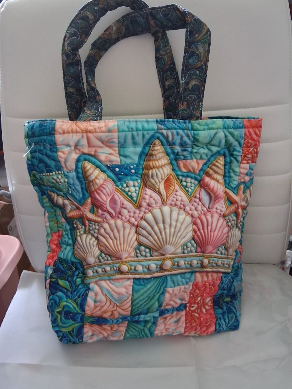 Seashell Starfish Quilted Beach Tote Bag New